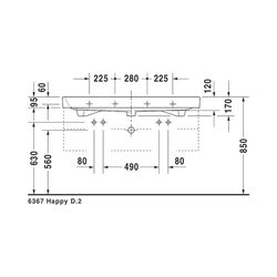 Duravit Happy D.2 Waschtisch 505x1200x170mm, WonderGliss, Weiß Hochglanz, Rechteck... DURAVIT-23181200261 4021534954764 (Abb. 1)