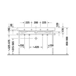 Duravit Happy D.2 Waschtisch 505x1200x170mm, WonderGliss, Weiß Hochglanz, Rechteck... DURAVIT-23181200261 4021534954764 (Abb. 1)