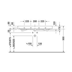 Duravit Happy D.2 Waschtisch 505x1200x170mm, WonderGliss, Weiß Hochglanz, Rechteck... DURAVIT-23181200261 4021534954764 (Abb. 1)