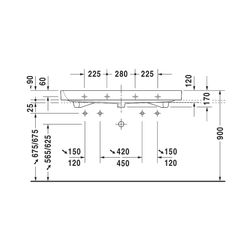 Duravit Happy D.2 Waschtisch 505x1200x170mm, WonderGliss, Weiß Hochglanz, Rechteck... DURAVIT-23181200261 4021534954764 (Abb. 1)