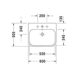 Duravit Happy D.2 Waschtisch 505x600x170mm, WonderGliss, Weiß Hochglanz, Rechtecki... DURAVIT-23186000001 4053424119519 (Abb. 1)