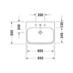 Duravit Happy D.2 Waschtisch 505x650x170mm, Weiß Hochglanz, Rechteckig, 1 WP/HL mit... DURAVIT-2318650027 4021534861321 (Abb. 1)
