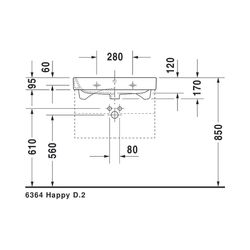 Duravit Happy D.2 Waschtisch 505x650x170mm, Weiß Hochglanz, Rechteckig, 1 WP/HL mit... DURAVIT-2318650027 4021534861321 (Abb. 1)
