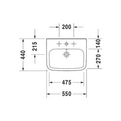 Duravit DuraStyle Waschtisch 440x550x170mm wandh. Weiß Hochglanz, Rechteckig, Wond... DURAVIT-23195500001 4021534850998 (Abb. 1)