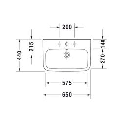 Duravit DuraStyle Waschtisch 440x650x170mm wandhäng., Weiß Hochglanz, Rechteckig, 1... DURAVIT-2319650000 4021534851063 (Abb. 1)