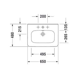Duravit DuraStyle Waschtisch 480x650x165mm, Weiß Hochglanz, Rechteckig, 1 Waschplat... DURAVIT-2320650000 4021534854316 (Abb. 1)