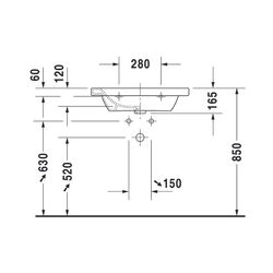 Duravit DuraStyle Waschtisch 480x650x165mm, Weiß Hochglanz, Rechteckig, 1 Waschplat... DURAVIT-2320650000 4021534854316 (Abb. 1)