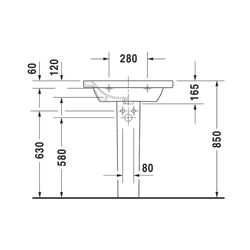 Duravit DuraStyle Waschtisch 480x650x165mm, Weiß Hochglanz, Rechteckig, 1 Waschplat... DURAVIT-2320650000 4021534854316 (Abb. 1)