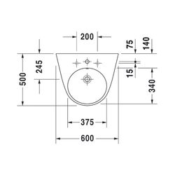 Duravit DuraStyle Waschtisch 440x600x170mm wandhäng., Weiß Hochglanz, Rechteckig, 1... DURAVIT-2319600000 4021534851025 (Abb. 1)