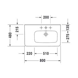 Duravit DuraStyle Waschtisch 480x800x170mm, WonderGliss, Weiß Hochglanz, Rechtecki... DURAVIT-23268000001 4021534894282 (Abb. 1)