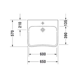 Duravit DuraStyle Waschtisch 570x650x170mm wandhäng., Weiß Hochglanz, Rechteckig, ... DURAVIT-23306500701 4021534958717 (Abb. 1)