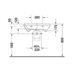 Duravit DuraStyle Waschtisch 570x650x170mm wandhäng., Weiß Hochglanz, Rechteckig, ... DURAVIT-23306500701 4021534958717 (Abb. 1)