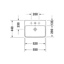 Duravit ME by Starck Waschtisch 440x550x180mm wandhäng., Weiß SDM, Rechteckig, 1 Wa... DURAVIT-2335553200 4053424892702 (Abb. 1)