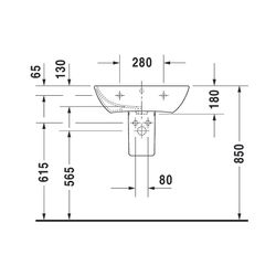 Duravit ME by Starck Waschtisch 460x600x180mm wandhäng., Weiß Hochglanz, Rechteckig... DURAVIT-2335600000 4021534966576 (Abb. 1)