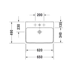 Duravit ME by Starck Waschtisch 490x650x180mm wandhäng., Weiß Hochglanz, Rechteckig... DURAVIT-2335650000 4021534966613 (Abb. 1)