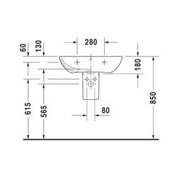 Duravit ME by Starck Waschtisch 490x650x180mm wandhäng., Weiß Hochglanz, Rechteckig... DURAVIT-2335650000 4021534966613 (Abb. 1)