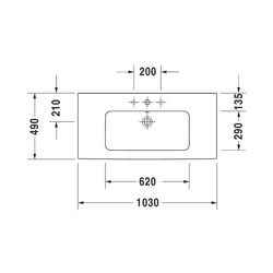 Duravit ME by Starck Waschtisch 490x1030x175mm, WonderGliss, Weiß SDM, Rechteckig,... DURAVIT-23361032601 4053424892870 (Abb. 1)