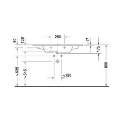 Duravit ME by Starck Waschtisch 490x1030x175mm, WonderGliss, Weiß SDM, Rechteckig,... DURAVIT-23361032601 4053424892870 (Abb. 1)