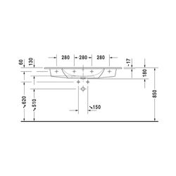 Duravit ME by Starck Waschtisch 490x1230x180mm WonderGliss Weiß Hochglanz, Rechtec... DURAVIT-23361200001 4053424052076 (Abb. 1)