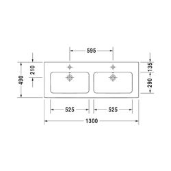 Duravit ME by Starck Doppelwaschtisch 490x1300x180mm wh, Weiß SM, Rechteckig, Wond... DURAVIT-23361332601 4053424892993 (Abb. 1)