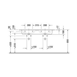 Duravit ME by Starck Doppelwaschtisch 490x1300x180mm wh, Weiß SM, Rechteckig, Wond... DURAVIT-23361332601 4053424892993 (Abb. 1)