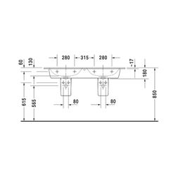 Duravit ME by Starck Doppelwaschtisch 490x1300x180mm wh, Weiß SM, Rechteckig, Wond... DURAVIT-23361332601 4053424892993 (Abb. 1)