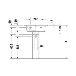 Duravit ME by Starck Waschtisch 490x630x180mm, Weiß Hochglanz, Rechteckig, 1 Waschp... DURAVIT-2336630000 4053424052014 (Abb. 1)
