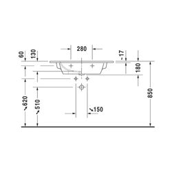 Duravit ME by Starck Waschtisch 490x830x180mm, Weiß Hochglanz, Rechteckig, 1 Waschp... DURAVIT-2336830000 4021534966538 (Abb. 1)