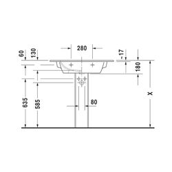 Duravit ME by Starck Waschtisch 490x830x180mm, Weiß Hochglanz, Rechteckig, 1 Waschp... DURAVIT-2336830000 4021534966538 (Abb. 1)