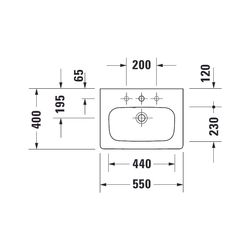 Duravit DuraStyle Waschtisch 400x550x170mm, Compact, Weiß Hochglanz, Rechteckig, 1 ... DURAVIT-2337550000 4053424566412 (Abb. 1)