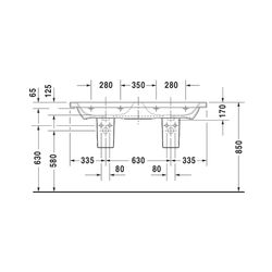 Duravit DuraStyle Doppelwaschtisch 480x1300x170mm wh, Weiß Hochglanz, Rechteckig, 2... DURAVIT-2338130000 4021534984631 (Abb. 1)