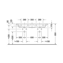 Duravit DuraStyle Doppelwaschtisch 480x1300x170mm wh, Weiß Hochglanz, Rechteckig, 2... DURAVIT-2338130000 4021534984631 (Abb. 1)
