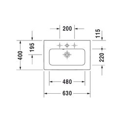 Duravit ME by Starck Waschtisch 400x630x180mm, Compact, Weiß SDM, Rechteckig, 1 Was... DURAVIT-2342633260 4053424893167 (Abb. 1)