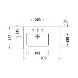 Duravit ME by Starck Waschtisch 490x830x180mm, Weiß Seidenmatt, Rechteckig, 1 Wasch... DURAVIT-2345833260 4053424893327 (Abb. 1)
