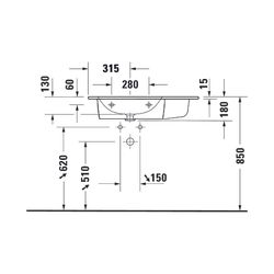 Duravit ME by Starck Waschtisch 490x830x180mm, Weiß Seidenmatt, Rechteckig, 1 Wasch... DURAVIT-2345833260 4053424893327 (Abb. 1)