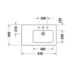 Duravit ME by Starck Waschtisch 490x830x180mm, Weiß Seidenmatt, Rechteckig, 1 Wasch... DURAVIT-2346833260 4053424893389 (Abb. 1)