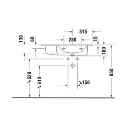 Duravit ME by Starck Waschtisch 490x830x180mm, Weiß Seidenmatt, Rechteckig, 1 Wasch... DURAVIT-2346833260 4053424893389 (Abb. 1)