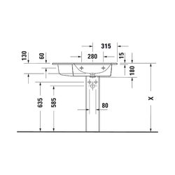 Duravit ME by Starck Waschtisch 490x830x180mm, Weiß Seidenmatt, Rechteckig, 1 Wasch... DURAVIT-2346833260 4053424893389 (Abb. 1)