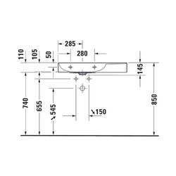 Duravit DuraSquare Waschtisch 470x800x145mm, WonderGliss, Weiß Hochglanz, Rechteck... DURAVIT-23488000701 4053424611549 (Abb. 1)