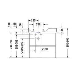 Duravit DuraSquare Waschtisch 470x800x145mm, WonderGliss, Weiß Hochglanz, Rechteck... DURAVIT-23488000701 4053424611549 (Abb. 1)