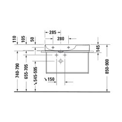 Duravit DuraSquare Waschtisch 470x800x145mm, WonderGliss, Weiß Hochglanz, Rechteck... DURAVIT-23488000701 4053424611549 (Abb. 1)