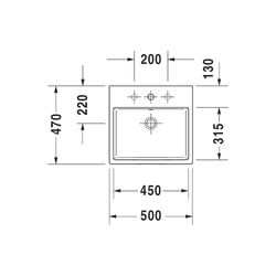 Duravit Vero Air Waschtisch 470x500x165mm wandhängend, Weiß Hochglanz, Rechteckig, ... DURAVIT-2350500070 4053424120553 (Abb. 1)