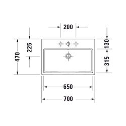 Duravit Vero Air Waschtisch 470x700x165mm wh Weiß Hochglanz, Rechteckig, WonderGli... DURAVIT-23507000411 4053424180366 (Abb. 1)