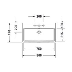 Duravit Vero Air Waschtisch 470x800x165mm wandhäng., Weiß Hochglanz, Rechteckig, 1 ... DURAVIT-2350800000 4053424120911 (Abb. 1)