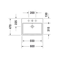 Duravit Vero Air Aufsatzbecken 600mm, Weiß Hochglanz, WonderGliss, Rechteckig, mit... DURAVIT-23526000701 4053424139494 (Abb. 1)