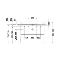 Duravit DuraSquare Waschtisch 470x1000x145mm, DuraCeram, Weiß Hochglanz, Rechteckig... DURAVIT-2353100079 4053424324296 (Abb. 1)