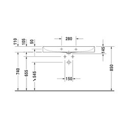 Duravit DuraSquare Waschtisch 470x1000x145mm, DuraCeram, Weiß Hochglanz, Rechteckig... DURAVIT-2353100079 4053424324296 (Abb. 1)