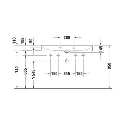 Duravit DuraSquare Waschtisch 470x1000x145mm, DuraCeram, Weiß Hochglanz, Rechteckig... DURAVIT-2353100079 4053424324296 (Abb. 1)