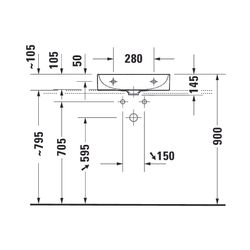 Duravit DuraSquare Waschtisch 470x500x145mm, DuraCeram, Weiß Hochglanz, Rechteckig,... DURAVIT-2353500041 4053424611853 (Abb. 1)