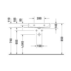 Duravit DuraSquare Waschtisch470x600x145mm wandh. Weiß Hochglanz, Rechteckig, DuraC... DURAVIT-2353600041 4053424151076 (Abb. 1)